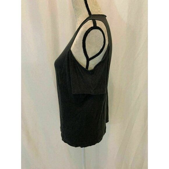 Zara Womens Solid Gray Grey Short Sleeve Cold Shoulder Top T Shirt Medium - Picture 4 of 8